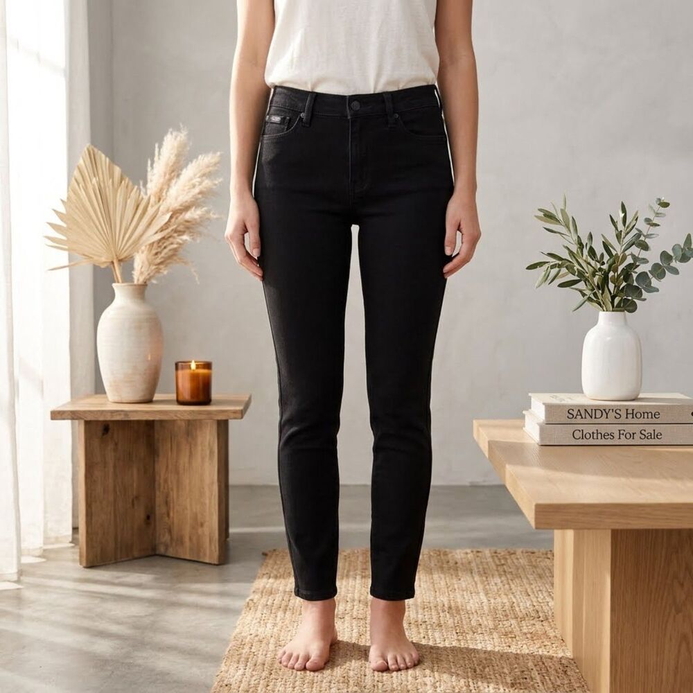 Judy Blue Jeans Womens 5/27 Black Mid Rise Skinny Ankle Stretch Denim